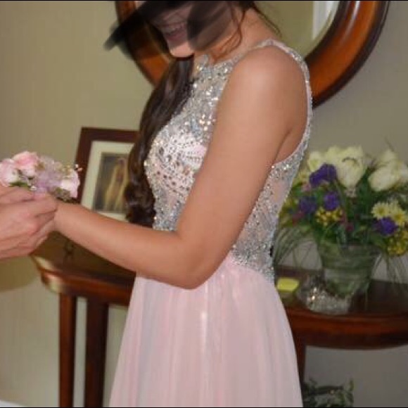 Dancing Queen Blush Pink Beaded Top Prom Dress - Picture 5 of 7